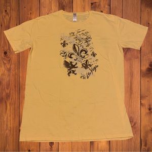 Las Vegas Y2K Dad Shirt Vintage Fluer De Lis Print Designer Yellow